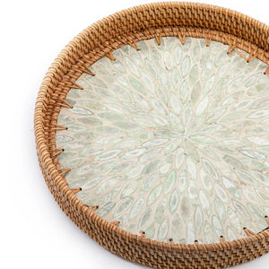 Premium Oval Rattan <b>Tray</b> With <b>Marble</b> Texture Trendy Chic Design Perfect For Home Display Serving Snacks Drinks - Product Image 6