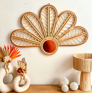 Miroir décoratif en rotin fait main de luxe, best-seller 2025, nouveau miroir de cuisine en bambou pour le rangement des légumes, nouveau best-seller - Product Image 3