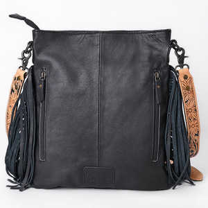 กระเป๋าสะพายไหล่ผู้หญิงหนังแท้ทำด้วยมือน้ำหนักเบามีสายคล้องลายดอกไม้สไตล์วินเทจแบบตะวันตก - Product Image 4