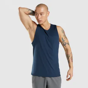 Tank Top kebugaran pria, Tank Top olahraga lari sisi terbuka Gym, Slim Fit bernapas baru ukuran besar