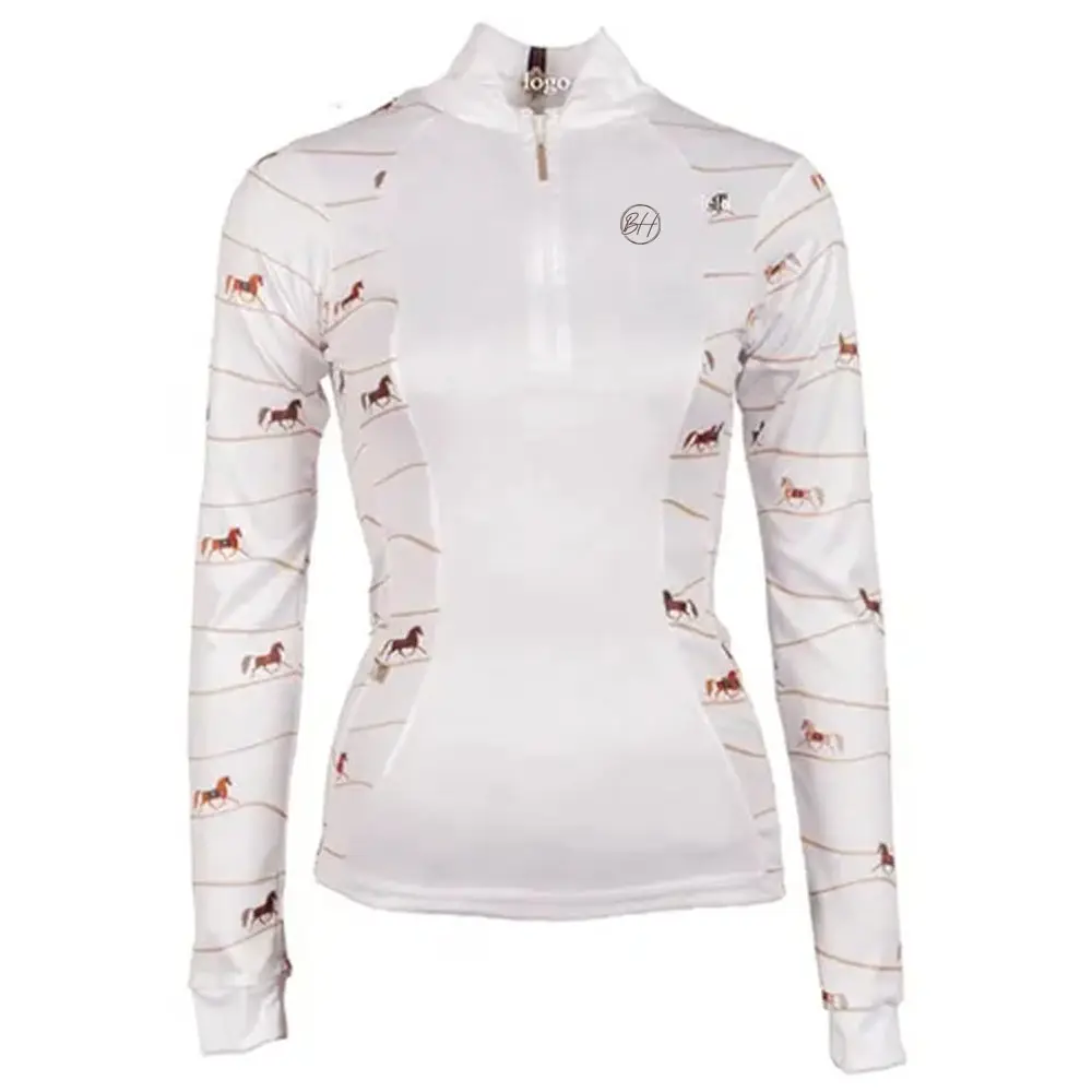 Horse Riding Shirt Equestrian Clothing Manufacturer Racing Polo Shirt Equestrian Base Layer Sublimation Printing Tops For Women