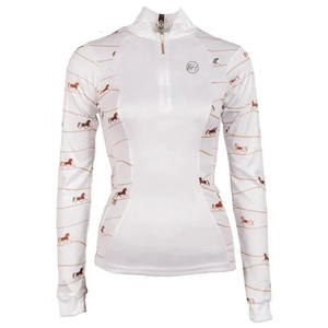 Horse Riding Shirt Equestrian Clothing Manufacturer Racing Polo Shirt Equestrian <b>Base</b> <b>Layer</b> Sublimation Printing Tops for Women - Product Image 1