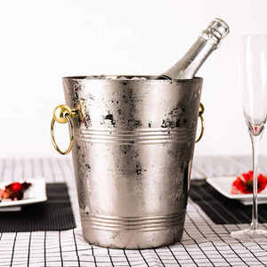 Rose <b>Gold</b> Elegant Hammered Metal <b>Ice</b> <b>Bucket</b> Keeps <b>Ice</b> Colder Longer Ideal for Bar Party & Entertaining - Product Image 3