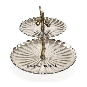 Support à gâteau de mariage de haute qualité, en métal, plaqué or, finition émail, écologique, forme ovale, certifié CE, artisanat - Product Image 3