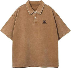 Lavado ácido de alta calidad Logotipo de impresión personalizado hombres pulóver Polo Material personalizado Flexible hombres lavado ácido Polo camisa - Product Image 2