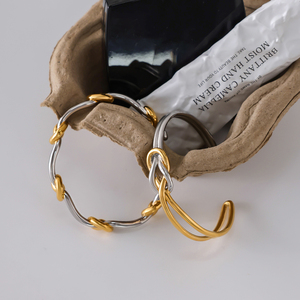 J & D Thiết Kế Thiết Kế Phụ Nữ Của Phong Cách Vòng Đeo Tay 18K Vàng Thép Không Gỉ Vàng Bạc Màu Bị Chặn <span class=keywords><strong>Knot</strong></span> Mở - Product Image 3