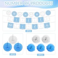 Azul y blanco Papel Picado Banner Paper Fan Pom Poms Set Fiesta mexicana Cumpleaños Cinco De Mayo Suministros para fiestas