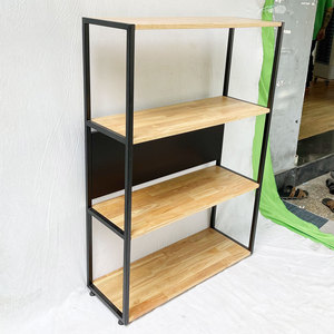 ชั้นวางหนังสือตกแต่ง 4 ชั้น รุ่น KS68137 โครงเหล็กและฐานไม้ยางพารา แบบตั้งพื้น สำหรับห้องนั่งเล่น - Product Image 3
