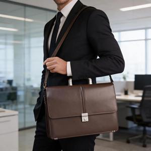 Maletín de Cuero Genuino Personalizado de Lujo Unisex, Bolsa de Mensajero para Portátil, Personalizable, Ligera, Bolsa de Hombro para Negocios - Product Image 3
