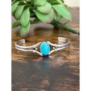 Bracelet manchette en argent sterling 925 Judy Largo, turquoise, pierre turquoise, fait main, design unique, style bohème, pour mariage - Product Image 5