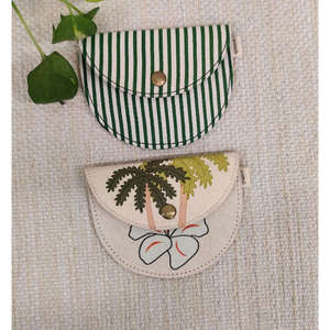 Ensemble de 2 mini portefeuilles bohèmes à rayures d'été avec doublure en toile florale - Product Image 2