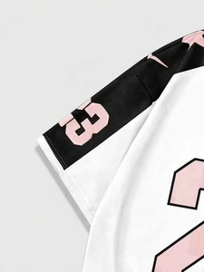 Maillot de football surdimensionné blanc rose personnalisé maille col en V sublimation Streetwear unisexe sport entraînement athlétique T-shirts pour hommes - Product Image 4