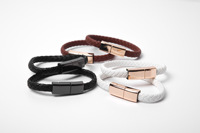 Bracelet chargeur de type C en cuir tressé, câble de charge de données USB C Micro USB pour téléphone portable iPhone