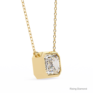 Conjunto de bisel de diamante cultivado en laboratorio de corte esmeralda de 2,05 quilates colgante solitario/colgante de oro amarillo de diamante CVD/regalo de aniversario para ella - Product Image 2