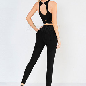 Conjunto de Yoga para Mujer, Sólido, Transpirable, Talla Grande, Personalizado, de Alta Calidad, 2 Piezas, Ropa Deportiva para Gimnasio y Fitness - Product Image 3
