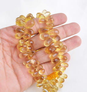 ลูกปัดควอตซ์สีน้ำผึ้งทรงแฟนซีเจียระไน 1 เส้น สำหรับทำเครื่องประดับอัญมณีธรรมชาติ - Product Image 4