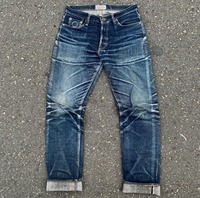 Jeans pour hommes en coton 100% uni, coupe ample, taille mi-haute, avec logo personnalisé brodé par le fabricant, pour l'hiver