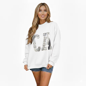 Sudadera Extra Grande para Mujer, Tejido de Felpa Suave, Estampada con Lentejuelas, Corte Holgado Informal, Ropa de Calle para Otoño e Invierno - Product Image 1