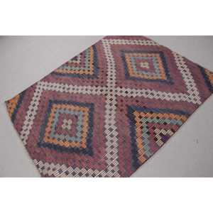 Tapis vintage 4,4x5,4 pieds, tapis d'inspiration turque, tapis camouflage bleu et rouge - Product Image 4