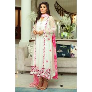 Pearl Essence Embroidered <b>Chiffon</b> Shirt Dupatta Pants Set - Product Image 1