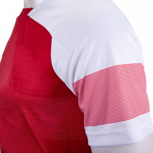 Maillot de football pour homme, rouge et blanc, à manches courtes, col rond, respirant, 100% polyester, anti-UV, maille, coupe régulière, hiver - Product Image 3