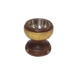 Brûleur d'encens en bois pour la décoration de la maison, brûleur de bakhoor arabe de luxe, brûleur d'encens en métal et en bois - Product Image 1