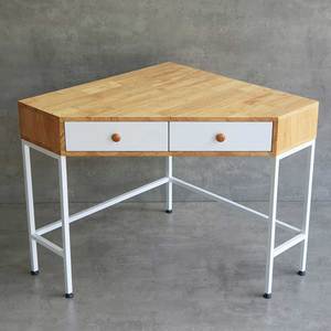<b>Foldable</b> 80x80cm Rubber Wood Corner Wall <b>Desk</b> with Bookshelf Storage and Cooling Features CD68022 Computer Table - Product Image 4
