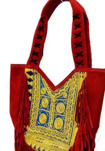 Bolso de mano bohemio de cuero grande con flecos Bolso de hombro de tela Vintage para Festival bohemio - Product Image 4