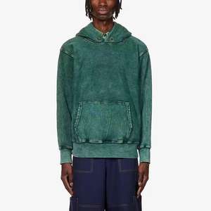 2025 couleur verte sweats à capuche lavés à l'acide pour hommes Logo personnalisé impression sur mesure 450Gsm 100 pour cent sweat à capuche de mode de haute qualité - Product Image 5