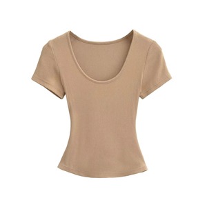 Camiseta corta con hombros descubiertos para mujer, tela elástica suave, ajustada, cuello en U, ropa de discoteca de moda y estilo callejero de verano 2025 - Product Image 3