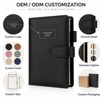 Carnet de planification A6 personnalisé en cuir PU à 6 anneaux, rechargeable, avec onglets mensuels, emplacements pour cartes, boucle pour stylo et fermeture à sangle – Papeterie OEM ODM