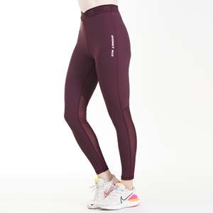 Leggings C2 color granate de cintura alta con malla, cintura elástica, talla grande, para gimnasio, con estampado de leopardo, hasta el tobillo, de spandex/nailon, talla XS - Product Image 1