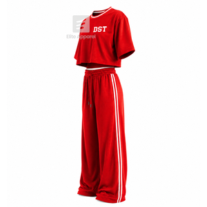 Custom Delta Sigma Theta Sorority Woven Breathable Workout Set with Sublimation Logo Front red <b>White</b> short Sleeve for Female - Product Image 2
