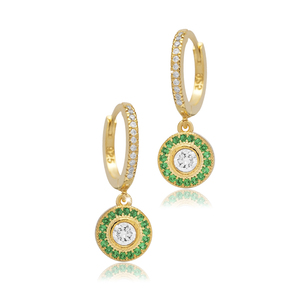 Emeraude CZ Stone Fine Jewelry Forme Ronde En Gros Boucles D'oreilles En Argent Turc Bijoux Artisanaux - Product Image 4