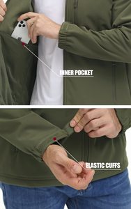 Veste Softshell de Haute Qualité Professionnelle Sports de Plein Air Hiver Col Debout Coupe-Vent Imperméable Toile Avant à Capuche Homme - Product Image 4