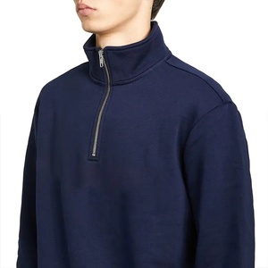Best Selling <b>Men's</b> Casual Winter Long Sleeve <b>Quarter</b> <b>Zip</b> <b>Fleece</b> Sweatshirts Embroidered with Ribbed Cuff Bottom Latest Style - Product Image 2