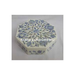 Meilleure vente nacre naturelle forme octogonale incrustation vadrouille marbre boîtes couleur bleue boîte cadeau à la main Art Floral vadrouille boîtes - Product Image 2