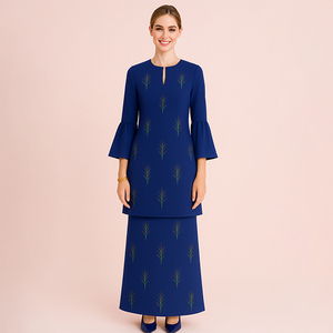 2025 Ensemble Baju Kurung deux pièces avec manches Peplum modestes Vêtements et accessoires musulmans en coton traditionnel de Malaisie - Product Image 3