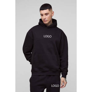 Sweat-shirt à capuche classique noir pour homme avec logo personnalisé et pantalon de jogging assorti, ensemble de survêtement Trackstar OEM Private Label - Product Image 2