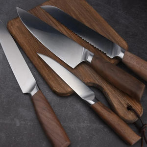 Ensemble de couteaux de cuisine en acier inoxydable forgé durable, couteaux de chef avec manche en bois - Product Image 2