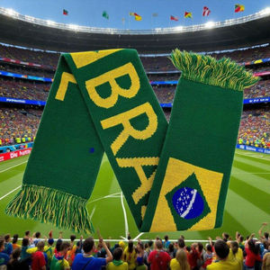 ผ้าพันคอแฟนฟุตบอลบราซิลผ้าพันคออะคริลิคถักสองด้านคุณภาพสูงผ้าพันคอ2026ฟุตบอลโลกบราซิล - Product Image 1
