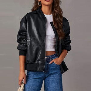 Blouson aviateur classique en cuir pour femmes veste de mode à fermeture à glissière durable pour toutes les tenues quotidiennes de la saison - Product Image 5