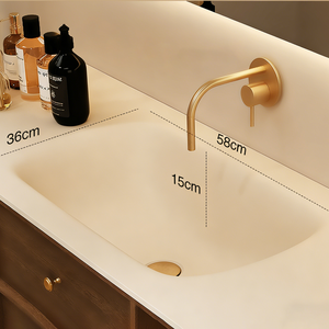 Mobile da Bagno in Legno con Lavabo Integrato in Pietra, Arredo Bagno Autoportante con Cassetti - Product Image 2