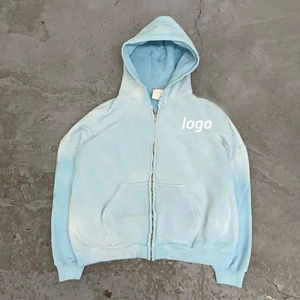 Sudadera con Capucha Extra Grande de Estilo Vintage, Diseño Personalizado al por Mayor, Lavada al Ácido, con Cremallera, para Unisex, con Logotipo Personalizado - Product Image 5