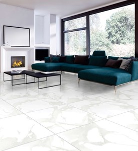 White Color Available in Size of 600x600mm With Glossy Surface Glazed Porcelain Vitrified Tiles Used for Supermarket - Product Image 1