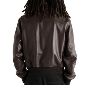 OEM Customized Outdoor Vintage Smooth Monochrome Waterproof <b>Men</b> <b>Leather</b> <b>Jacket</b> - Product Image 3