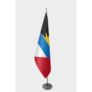 Drapeau d'intérieur officiel d'Antigua-Barbuda, imprimé numériquement en polyester, avec mât en aluminium, modèle de drapeau mondial pour affichage automobile - Product Image 1