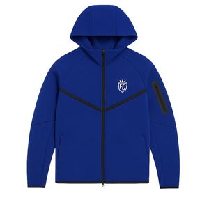Mens Tech Fleece Windrunner <b>Full</b>-<b>Zip</b> Hooded Jacket and Joggers Tracksuit Sweatsuit Navy Blue Athletic Training Activewear Set - Product Image 3