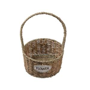 High Quality Seagrass Gift <b>Basket</b> Ribbon <b>Handle</b> Double Tiers for Bathroom Complimentary Gift for Loved Ones Low MOQ Cheap Price - Product Image 5