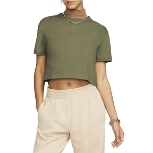 เสื้อครอปถักสีพื้นลำลองของผู้หญิงสำหรับฤดูร้อนผ้าคอตตอน100% แห้งเร็วและระบายอากาศได้ดีพิมพ์ลายพัฟสีพื้น - Product Image 5